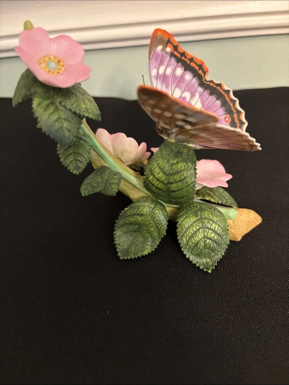 Lenox Purple Emperor and Pink Butterfly Figurine Dated 1991